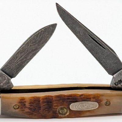 Ltd 1989 Case XX Rogers Bone Damascus Small Pen Knife ROG62033