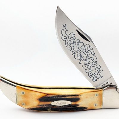 1977 Case XX Blue Scroll Stag Large Clasp Knife 5172