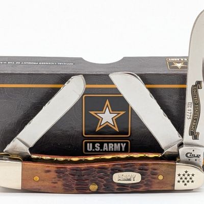 2017 Case XX Custom Fileworked ST-48 US Army Walnut Bone Stockman 6318 w/ Box
