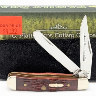 2006 Case XX C. Platts' Sons Walnut Bone Tiny Trapper 62154 w/ Tin