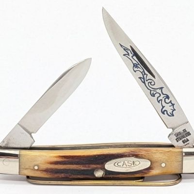 1977 Case XX Blue Scroll Stag Small Stockman 5233