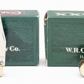 2005 & 07 Case XX Periwinkle & Ultra Violet Wharncliffe Tiny Trappers 62154 w/ Boxes