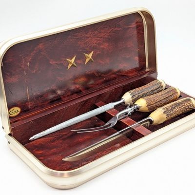 Case XX  Salesman Sample Stag Handle Carving Knife Set w/ Case