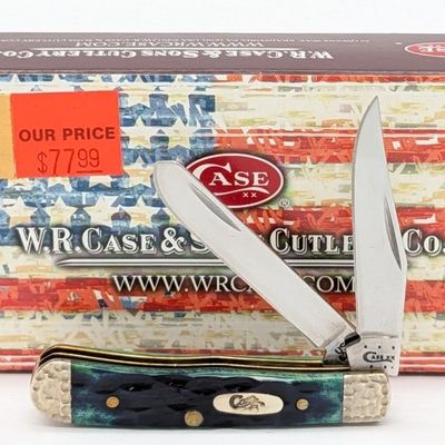 2014 Case XX Worked Bolster Hunter Green Bone Tiny Trapper 62154 w/ Case