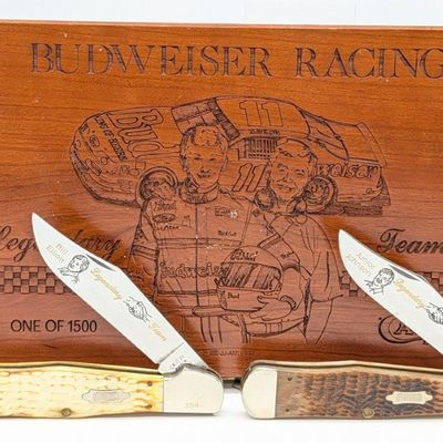 Ltd 1992 Case XX Bill Elliott & Junior Johnson Burnt & Rogers Bone Copperhead Coke Bottles w/ Case