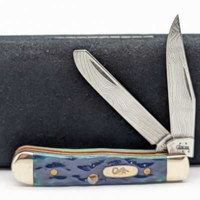 2006 Case XX Damascus Kentucky Bluegrass Bone Tiny Trapper 62154 w/ Case