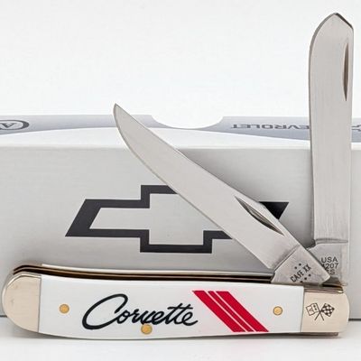 2025 Case XX Chevrolet Corvette White Synth Mini Trapper 4207 w/ Box