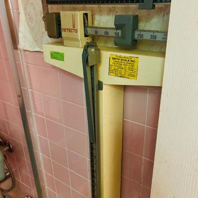 Sale Photo Thumbnail #22: Vintage Detecto physician's balance beam scale with height rod.