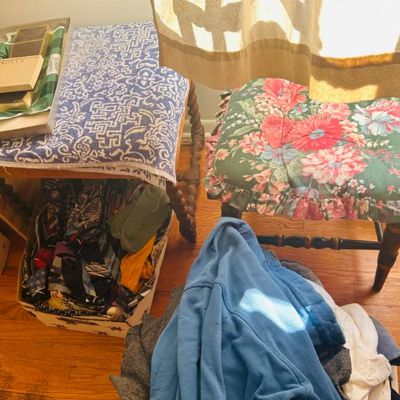 Sale Photo Thumbnail #66: Vintage wooden & wicker stools, 