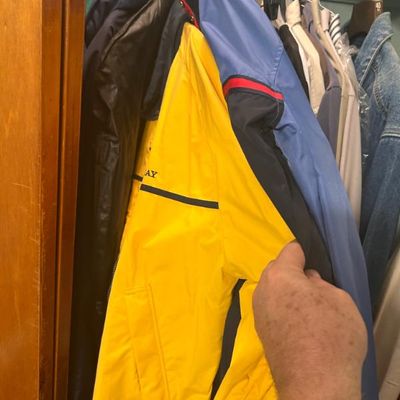 Sale Photo Thumbnail #78: Vintage yellow and blue colorblock windbreaker jacket.