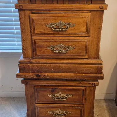 Two Vintage-Style Solid Wood Two-Drawer Nightstand/End Table