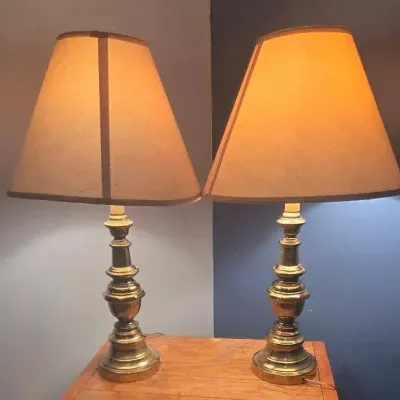 Set Of Gold Toned Lamps