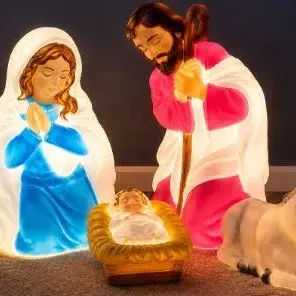 Lighted Nativity Scene- Mary, Joseph, Baby Jesus & Donkey Blow Molds