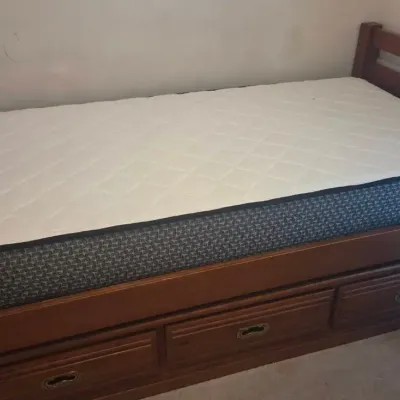 Twin Bed Frame W/ 3 Drawers And A Sealy Mattress