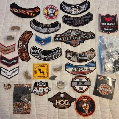 Motorcycle Patches And Pins Harley Davidson, Hog And Others