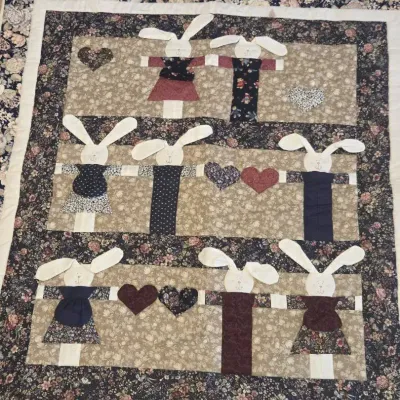 Bunny Rabbit Patchwork Quilt Wall Hanging / Lap Quilt