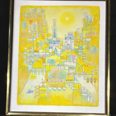 Taiwanese Artist Heshi Yu “Yellow Park” Original Painting 1976
