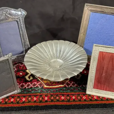 Mirrors: Two Sterling & One Pewter Mirror & Other Items