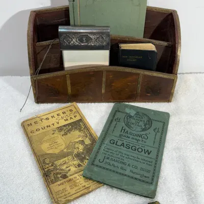 Vintage wooden desktop correspondence organizer