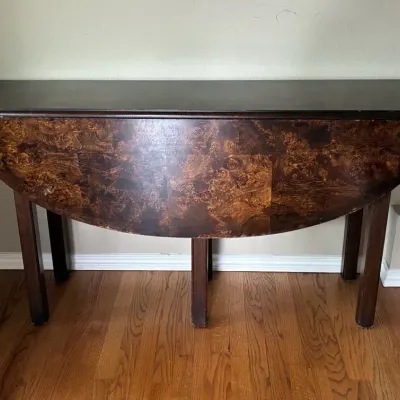 Burl Veneer Drop Leaf Table 