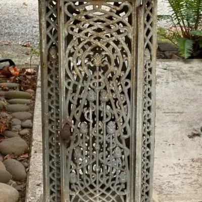 Antique French Cast Iron Art Nouveau Parlor Stove / Stove Shell