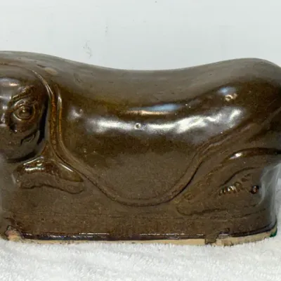 Chinese brown-glazed ceramic headrest