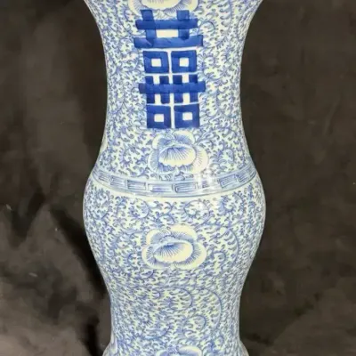 Chinese blue and white porcelain Gu-form Vase