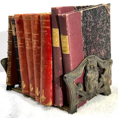 ART NOUVEAU OWL EXPANDABLE SLIDING BOOKEND RACK