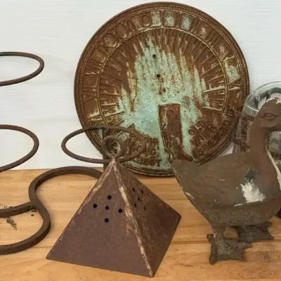 Rusted metal decorative objects or garden art