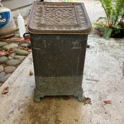 Antique Victorian Brass Copper Coal Scuttle Box Fireplace Kindling Bin Claw Feet