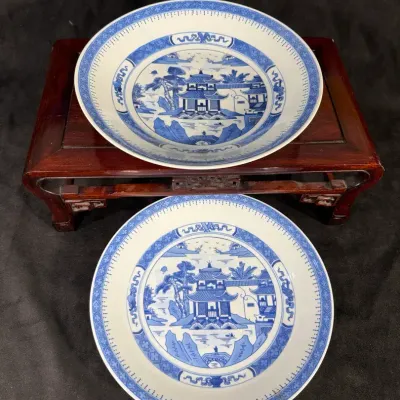 Pair of Chinese Blue On White Plates