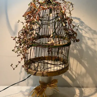 Home Decor Bird Cage & Ceramic Stand