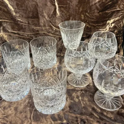 Crystal Glasses:Stuart Old Fashions, Cavan Sheelish Brandy Goblets & Wine