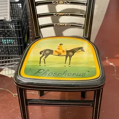 Equestrian theme wood accent chair