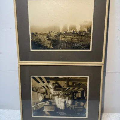 Framed Photographs Featuring PNW Polson Logging Co Railroad Camp