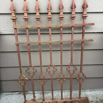 Antique Architectural Salvage Iron Fence Panel 50" x 32