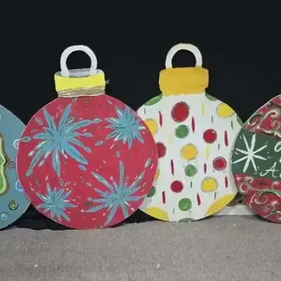 4 Large Hand-Painted Wooden Christmas Ornament Lawn Decorations