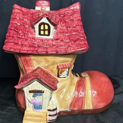 Vintage Bico China “Little Old Woman Who Lived In A Shoe” Cookie Jar