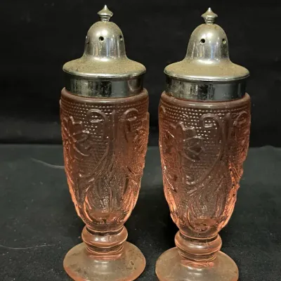Vintage Tiara Pink Glass Salt & Pepper Shakers