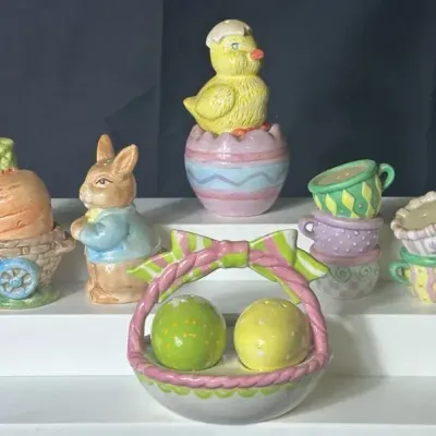 Easter Bunny, Chick & Teacup Salt and Pepper Shakers