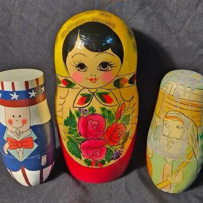Assorted Hand-Painted Wooden Nesting Dolls