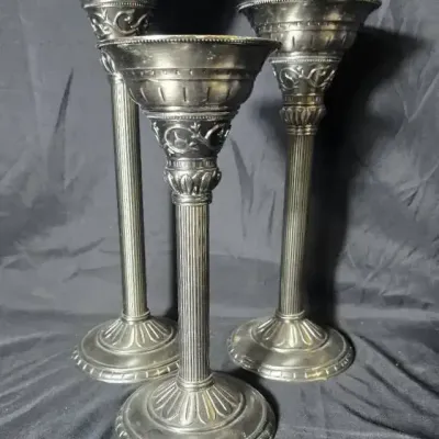 PartyLite Classic Creations Satin Silver Candle Holders - Set of 3