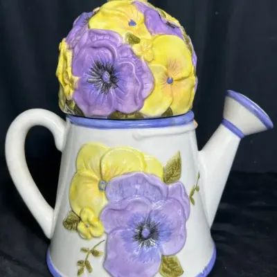Floral Watering Can Cookie Jar