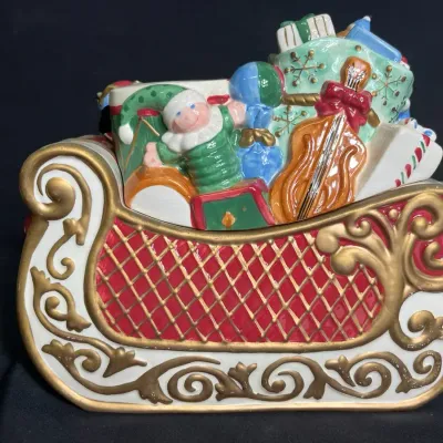 Vintage Santa’s Sleigh Christmas Cookie Jar