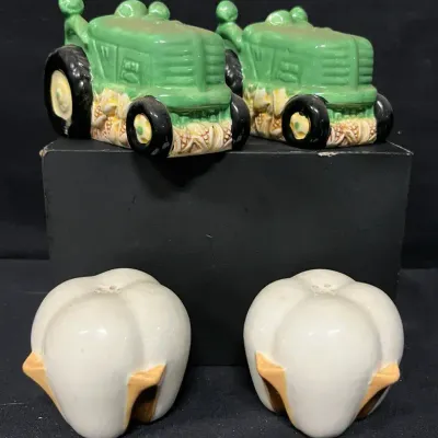 Tractor & Cotton Boll Salt & Pepper Shaker Sets