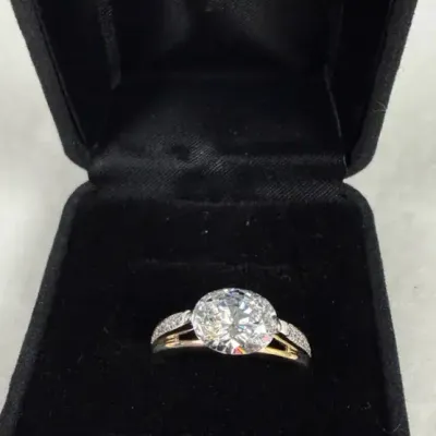 Diamonique simulated diamond solitaire ring
