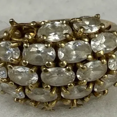 10k yellow gold domed cluster cocktail ring