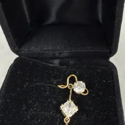 14k Diamonique multi-stone drop earring