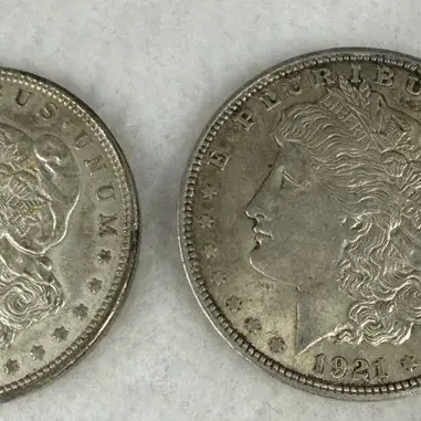 Two 1921 Morgan Silver Dollars 