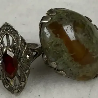  Vintage sterling silver gemstone statement rings